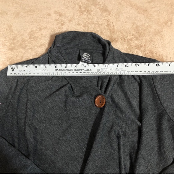 Bobeau One Button Drape Front Gray Cardigan Size S - Picture 8 of 10